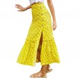 New women's long button bag hip skirt wild high waist side split exposed thigh bag hip slim skirt