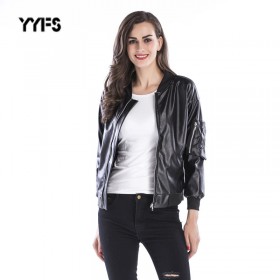 Spring jacket new casual women's short locomotive leather jacket zipper leather jacket jacket pu leather jacket