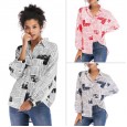 New women's spring and summer printed large size shirt female loose long-sleeved shirt top