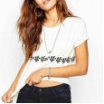 Hot Selling New Alphabet Character Print Tops Women's Round Neck Sexy Short Sleeve T-Shirt Women