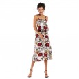 Women's printed fashion suspender dress new backless chiffon skirt
