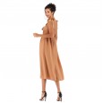 Summer women's lace-up bow strapless strap chiffon dress