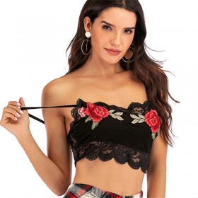 New embroidered little vest sexy stitching lace suspenders