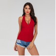 New summer hot knit short camisole female chest cross deep V sexy top