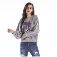 Plus size sweater women's round neck loose printed long-sleeved t-shirt casual comfortable sweater new women