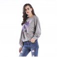 Plus size sweater women's round neck loose printed long-sleeved t-shirt casual comfortable sweater new women