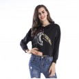 Sweater female spring new personality irregular short hooded sweater casual loose large size T-shirt