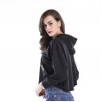 Sweater female spring new personality irregular short hooded sweater casual loose large size T-shirt