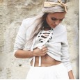 Hot selling women's hooded exposed navel sexy short sweater female long-sleeved tied rope round neck top