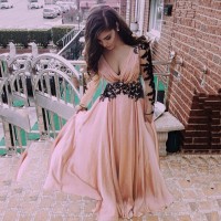 New fashion solid color deep v perspective halter dress feminine holiday lace stitching