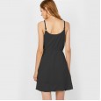 Solid color round neck suspender skirt summer women's new chiffon dress