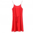 Fashion backless strap chiffon dress women's summer sexy sleeveless A-line skirt