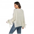 Women's sweater tops autumn and winter new sexy round neck casual solid color sweater women