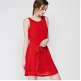 Summer Slim solid color A-line suspender skirt female tide sexy sleeveless chiffon dress