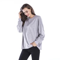 Spring and autumn new round neck personalized back letter T-shirt large size sweater women's long section