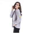 Spring and autumn new round neck personalized back letter T-shirt large size sweater women's long section