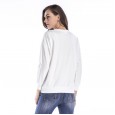 Sweater women's new round neck hole print casual loose large size women's shirt