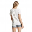 Summer hollow V-neck wide loose fork solid color top women's fashion short-sleeved t-shirt