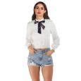 New autumn and winter pullover sweater was thin bow tie wild knit long-sleeved women