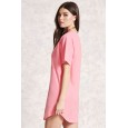 Women's new short-sleeved solid color T-shirt dress female summer stitching V-neck loose top