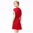 Spring and summer women's new ruffled fashion simple slim sleeveless chiffon dress