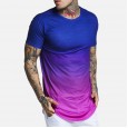 Men Gradient Stitching Crew Neck Short Sleeve T-Shirts - 04 M 