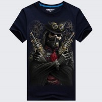 Plus Size S-4XL Black Skull 3D Printed Short Tees Casual Round Neck Short Sleeved T-shirt - Black S 