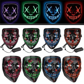 Halloween 4-Modes LED Light El Wire Mask Up Funny Mask The Purge Election Year Great Cosplay Mask -  Red 