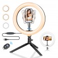 BlitzWolf® BW-SL3 10inch Dimmable LED Ring Light Tripod Stand USB Plug for TikTok Youtube Live Stream Makeup with Phone Clip - Black 