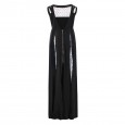 New women's large V-neck mesh splicing sexy perspective dress
