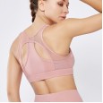 Mesh splicing sports bra type double-sided nylon running fitness beautiful back shockproof yoga bra