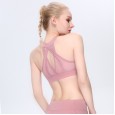 New mesh gauze back sports vest female shockproof gathered running high strength fitness underwear yoga bra