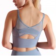 Mesh splicing sports bra beauty back fitness clothes shock-proof sports vest yoga clothes