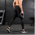 Men's leggings fake two pieces fitness exercise running training leisure elastic quick-drying trousers 7010