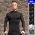Men's high collar fitness long-sleeved PRO sports running long-sleeved T-shirt autumn and winter elastic quick-drying stand-up collar sweater 1058