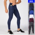 Men's zipper pocket fitness trousers PRO sports running training perspiration quick-drying high-elastic tights 1070