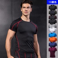 Men's PRO tight short-sleeved fitness sports running training clothes elastic quick-drying clothes short-sleeved T-shirt clothes 1053