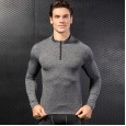 Men's fall / winter sports sweater fitness running training long-sleeved half-zip elastic quick-drying stand-up collar sweater 9004