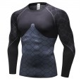Men's printed stitching long-sleeved fitness running sportswear perspiration quick-drying breathable high elastic tight top 40