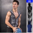 Men's tight sleeveless vest sports running training fitness clothes zipper hooded quick-drying jacket 9006