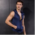 Men's tight sleeveless vest sports running training fitness clothes zipper hooded quick-drying jacket 9006