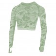 Camouflage sports tights women's quick-drying running yoga breathable hollow seamless long sleeves