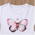 Children's clothing new summer style butterfly print round neck short sleeve top skirt two-piece suit