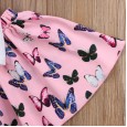 Children's clothing new summer style butterfly print round neck short sleeve top skirt two-piece suit