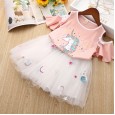 Girls' skirts summer new off-the-shoulder flared sleeve tops mesh skirt two-piece suit