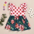 Children's Wear Summer Children's Skirt Girls' Dress Flying Sleeve Plaid Flower Children's Skirt