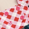 Children's Wear Summer Children's Skirt Girls' Dress Flying Sleeve Plaid Flower Children's Skirt