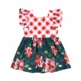 Children's Wear Summer Children's Skirt Girls' Dress Flying Sleeve Plaid Flower Children's Skirt