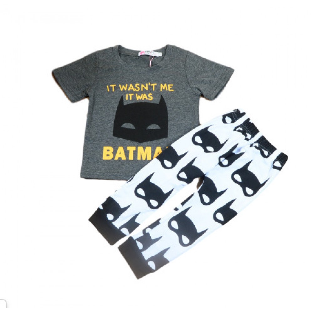 Children's Wear Summer Infant Set Boy Little Monster Short Sleeve Set