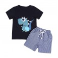 Boys summer new printed cartoon dinosaur short sleeve striped shorts boys suit